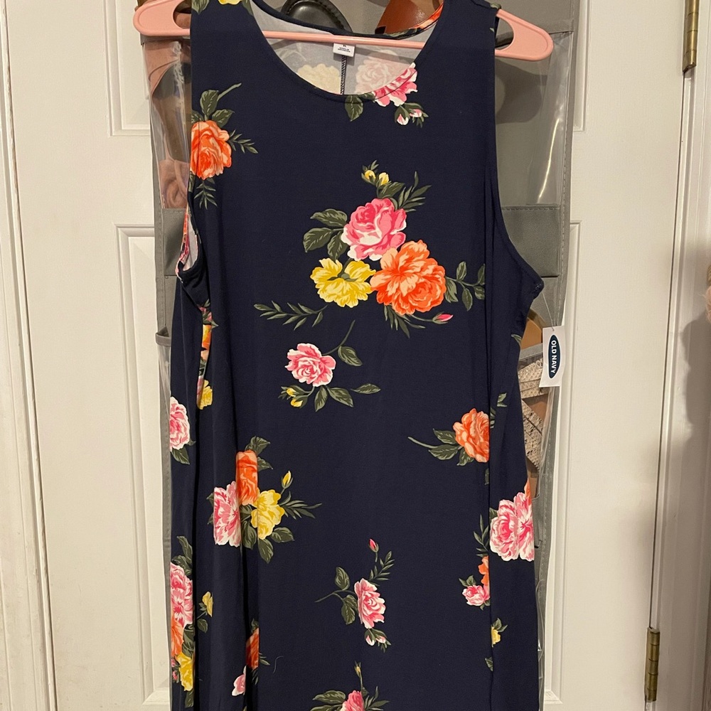 Navy/floral swing dress